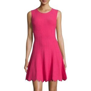 Alice + Olivia Paulie Sleeveless Scalloped Pink Mini Dress Size S